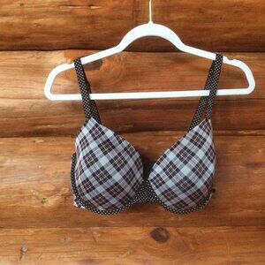 Victoria's Secret Plaid Polka Dot Convertible Bra Size 36DDD (F)